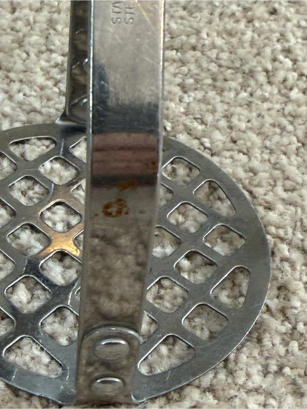 Vintage EKCO Stainless Steel Potato Masher Black Daisy Floral Handle USA 10” MCM
